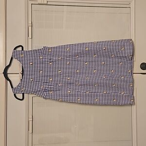 Talbots gingam lemon embroidered shift dress